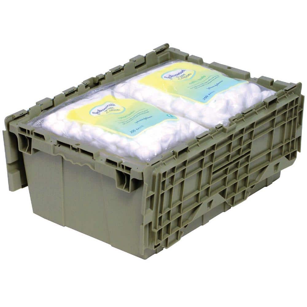 Gray High-Density Polyethylene Storage Container with Flip-Top Lid, 21" x 15" x 9"