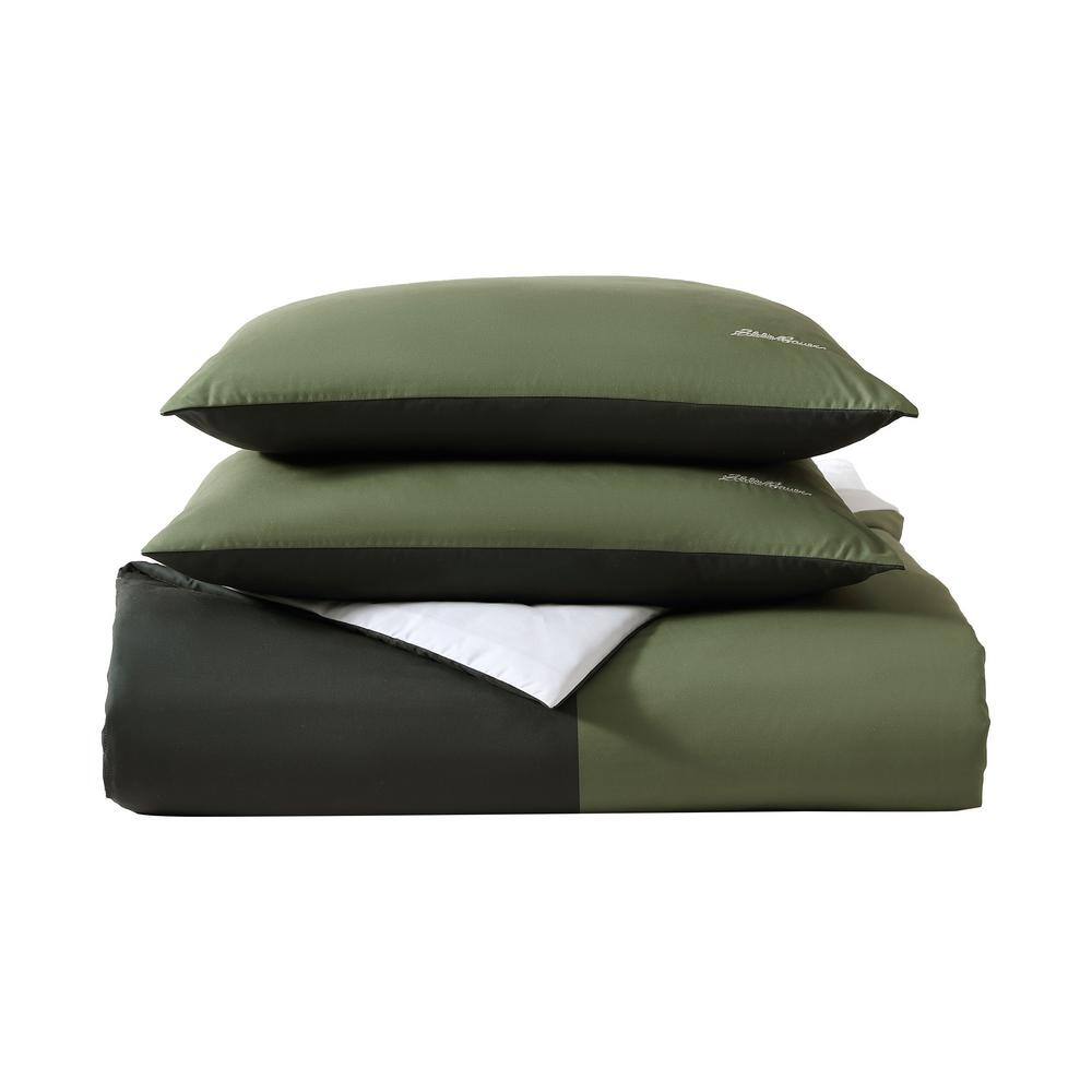 Skyline Green and Gray Reversible Microfiber Twin Duvet Set