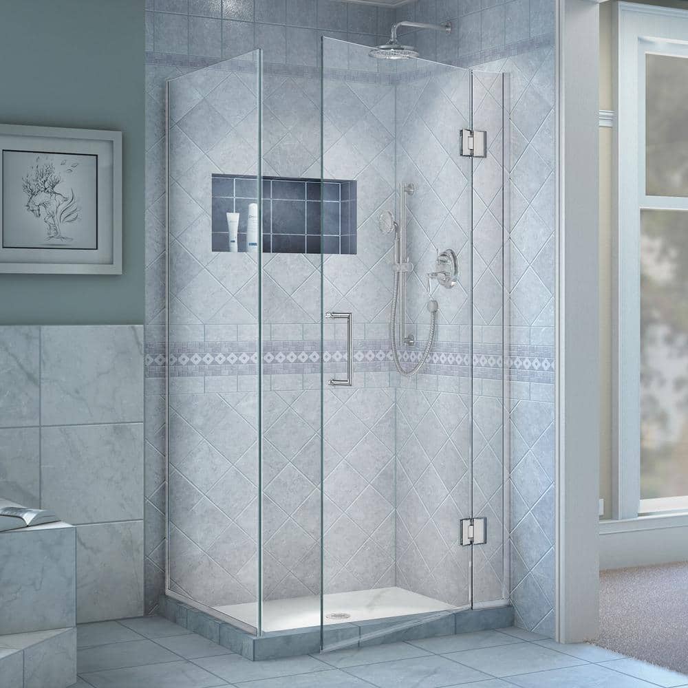 Unidoor-X 36" Clear Glass Frameless Hinged Shower Enclosure