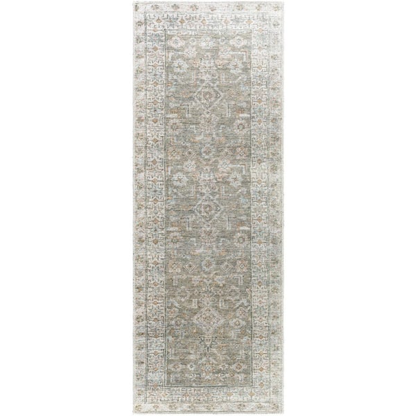 Becki Owens Darling Olive Traditional Washable 2 ft. x 7 ft. Indoor Area Rug