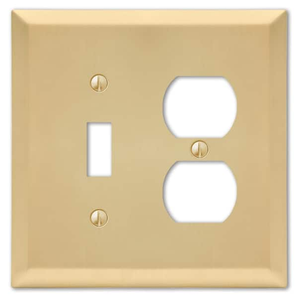 AMERELLE Metallic 2 Gang 1-Toggle and 1-Duplex Steel Wall Plate - Satin Brass