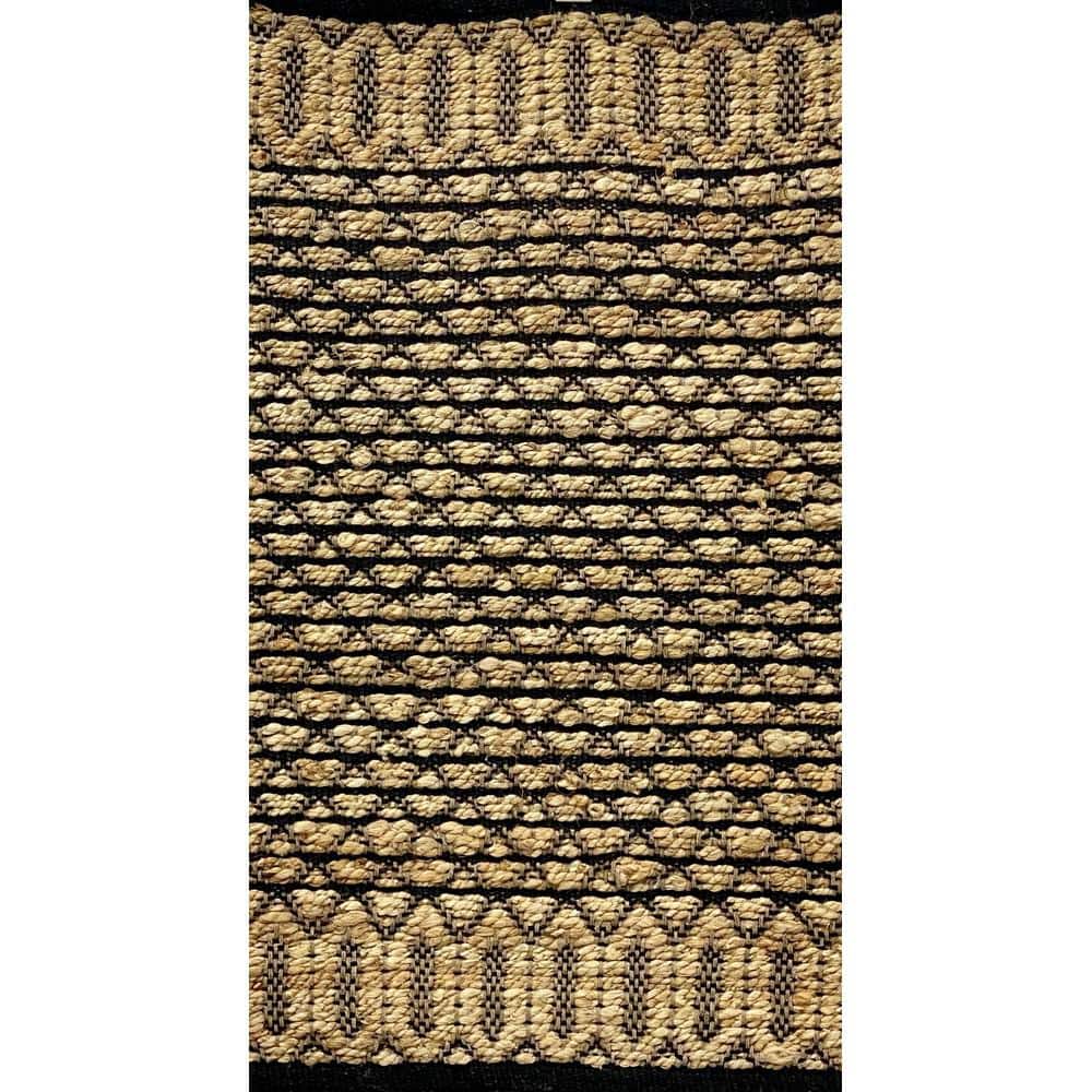 Delilah Woven Black 2 ft. 6 in. x 4 ft. Trellis Geometric Organic Jute Area