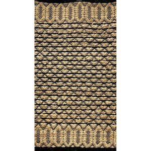 Delilah Woven Black 2 ft. 6 in. x 4 ft. Trellis Geometric Organic Jute Area Rug