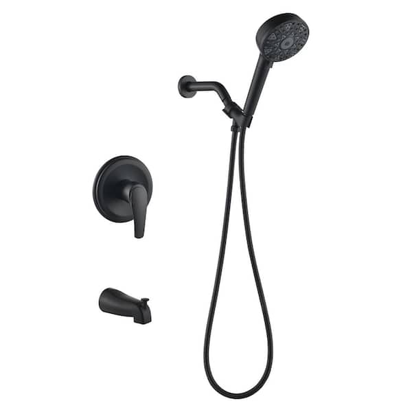 Unbranded Single Handle 7-Spray Tub and Shower Faucet 1.8 GPM with Pressure Balance in Matte Black (Valve Included)