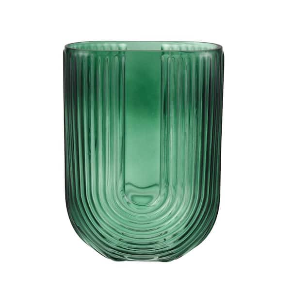 Unbranded Fremont Colored Glass 5.5 in. Decorative Vase in Green - Large