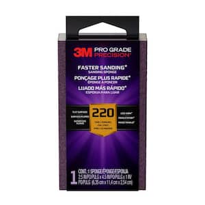 3M Pro Grade Precision 2.5 in. x 4.5 in. x 1 in. 220 Grit Faster Sanding Block Sponge