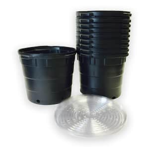 10 Gal. Round Plastic Nursery Pots with Saucers (10-Pack)