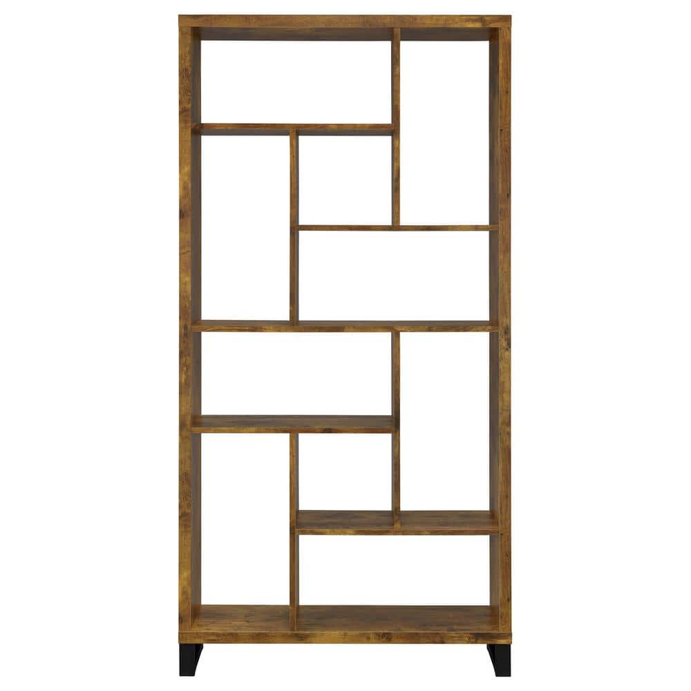 Antique Nutmeg and Black Transitional Bookcase with Cubes