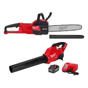 M18 FUEL 14 in. 18V Lithium-Ion Electric Battery Chainsaw, M18 FUEL Blower, 8AH  Combo Kit (2-Tool)