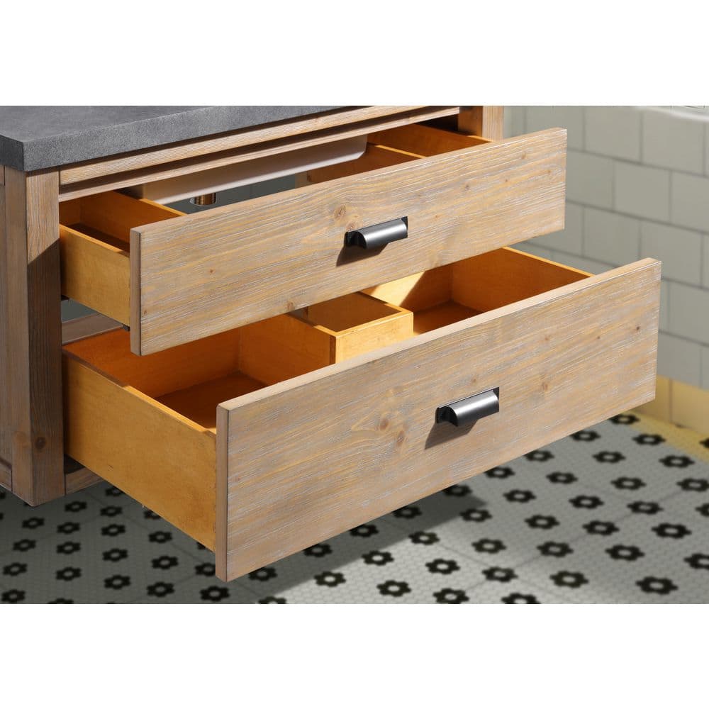 Kane 36" Weathered Fir Floating Bathroom Vanity with Cement Countertop