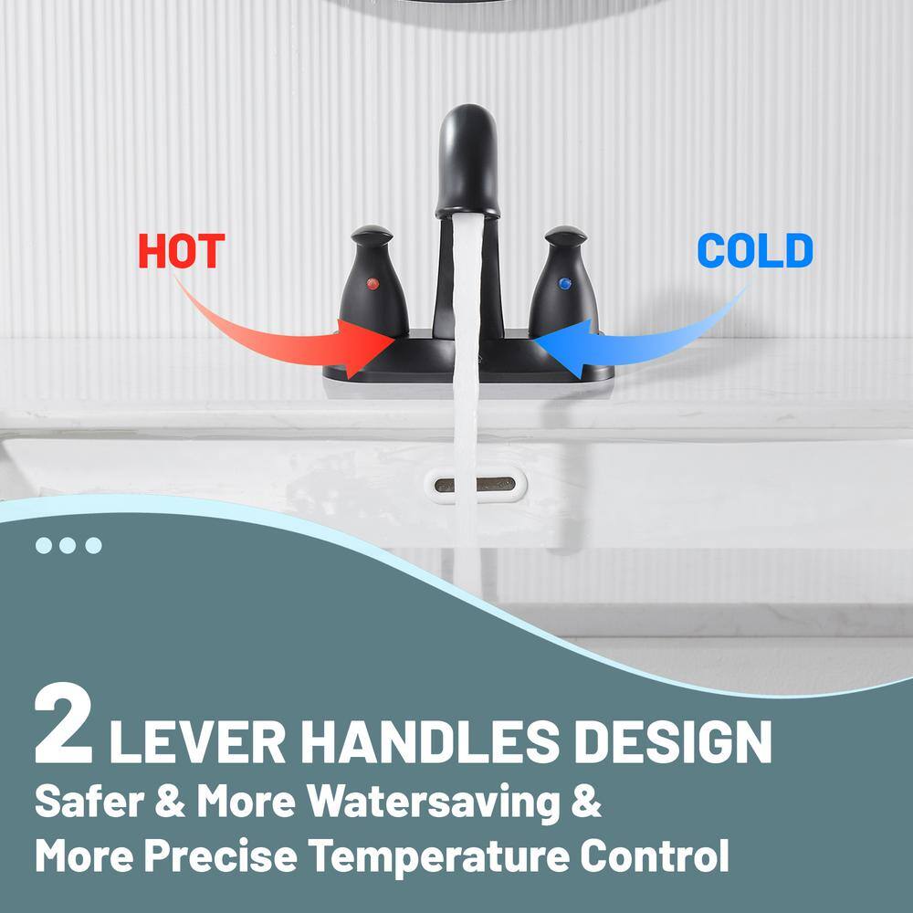 Matte Black Stainless Steel Centerset Bathroom Faucet with Drain