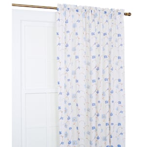 Zoe Blue Polyester Light Filtering 48 in. W x 84 in. L Tailored Panel