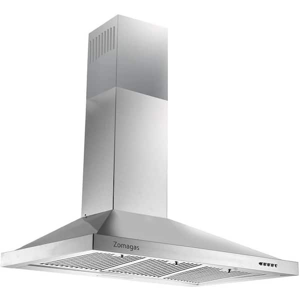 Edendirect 30 in. Ducted Range Hood 700CFM Wall Mount Stainless Steel Touch Control 3-Speed Stove Vent with Light-Silver