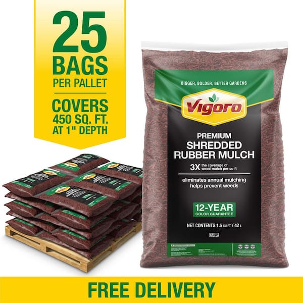 37.5 cu. ft. Red Shredded Rubber Mulch (25 Bags)