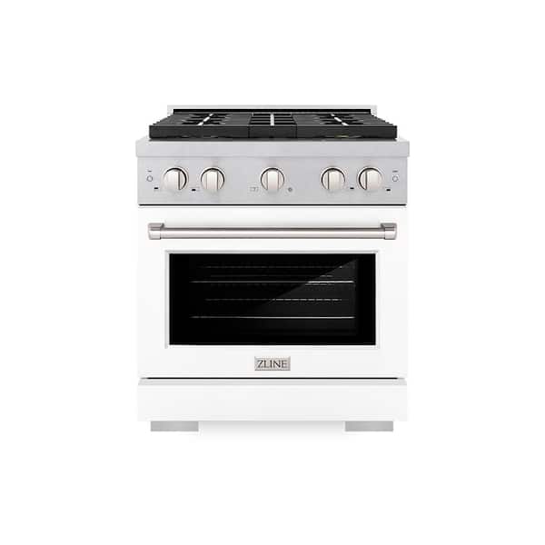30 in. 4.2 cu. ft. Paramount Dual Fuel Range with 4-Burner Cooktop and Electric Oven in Satin Stainless with White Matte