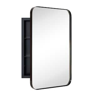 16 in. W x 24 in. H Rounded Rectangular Stainless Steel Framed Medicine Cabinet with Mirror in Oil Rubbed Bronze