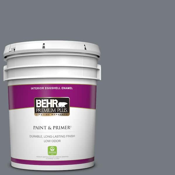 BEHR PREMIUM PLUS 5 gal. #N510-5 Liquid Mercury color Eggshell Enamel Low Odor Interior Paint & Primer