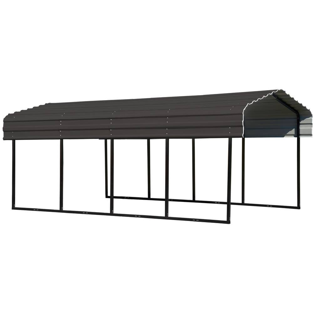 10' x 20' Charcoal Galvanized Steel Carport with Black Frame