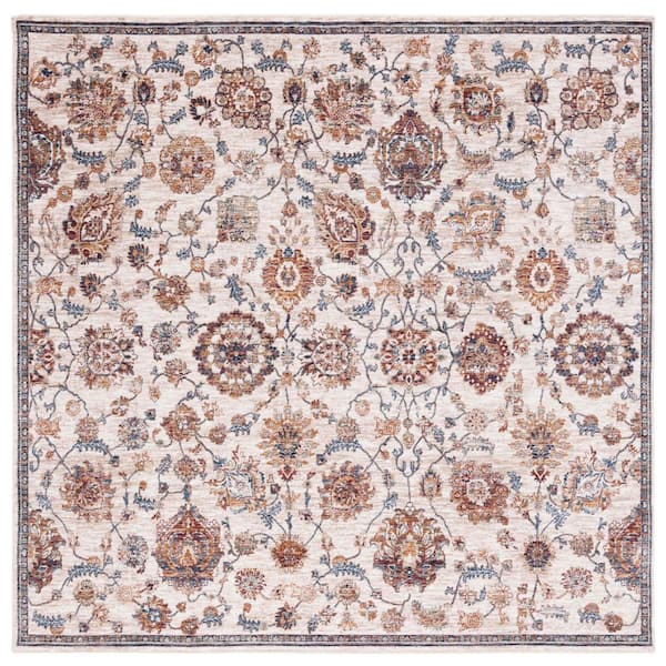 SAFAVIEH Heirloom 7 ft. x 7 ft. Ivory/Navy Floral Abstract Square Area ...