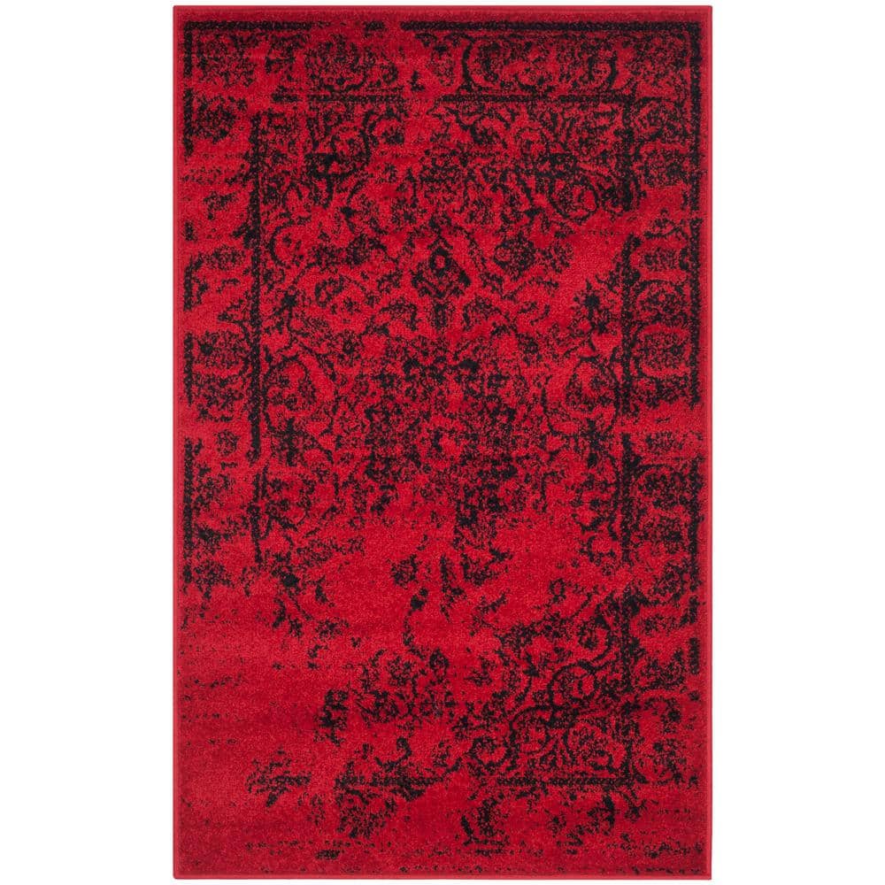 Adirondack Red/Black Doormat 3 ft. x 5 ft. Border Floral Area Rug price history on PriceWatchPro