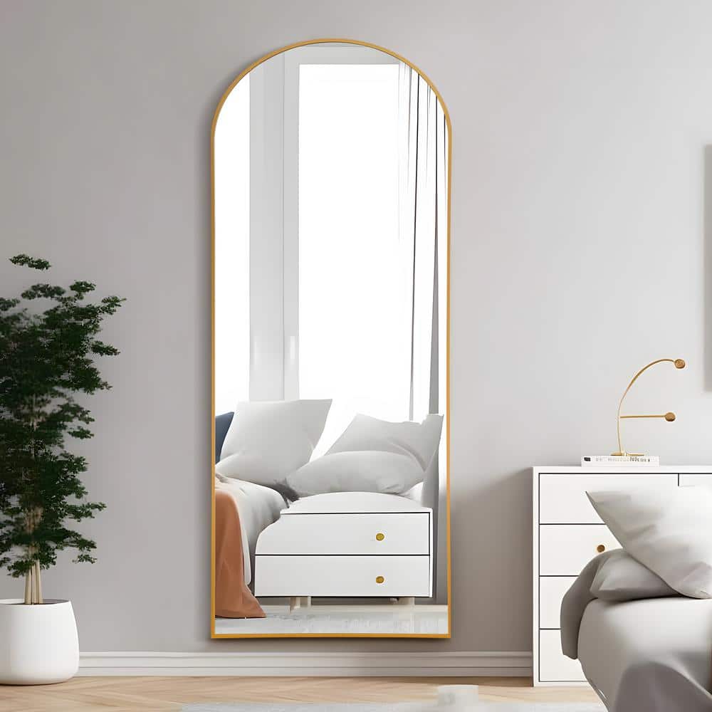 28 in. W x 71 in. H Full Length Arched Free Standing Body Mirror, Metal Fra