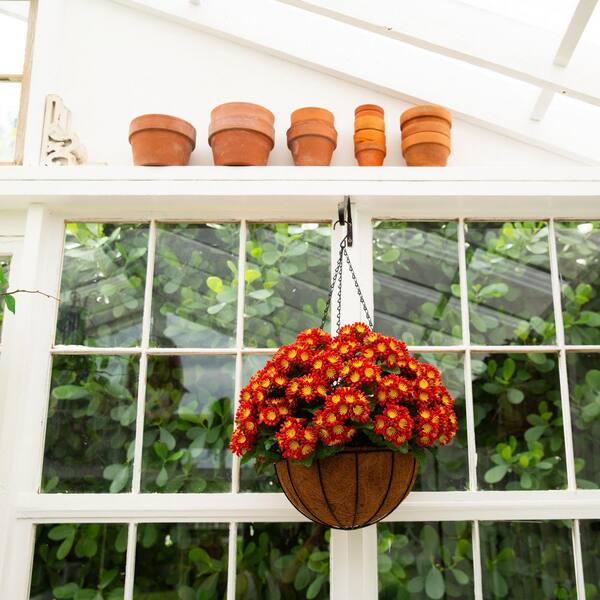 Nearly Natural 24in. UV Resistant Artificial Chrysanthemum Hanging