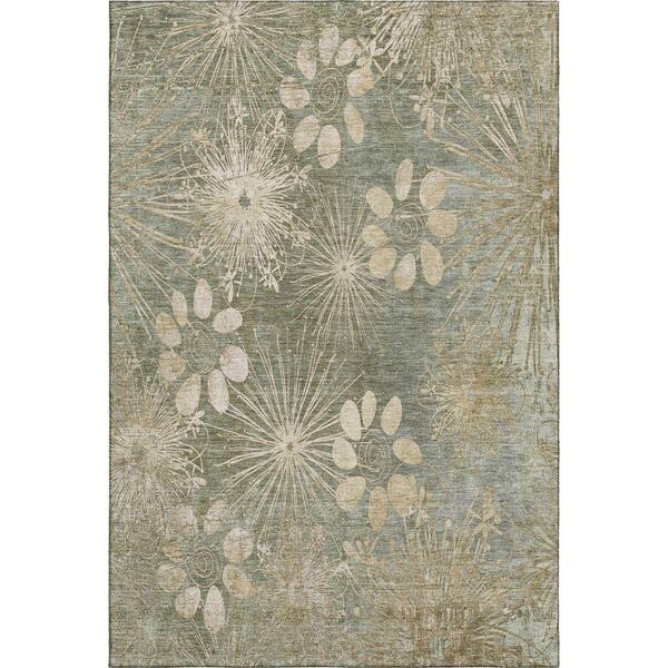 Mayfield Premium Machine Washable Abstract AMF2225 Sage 10 ft. x 14 ft. Area Rug