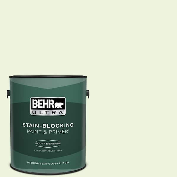 BEHR ULTRA 1 gal. #430C-1 White Willow Extra Durable Semi-Gloss Enamel Interior Paint & Primer