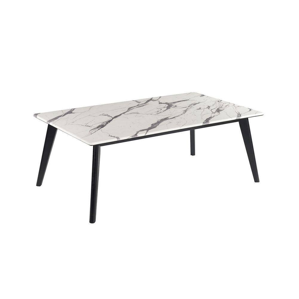 Benjara 27.5 in. White Rectangle Faux Marble Top Coffee Table BM229640 ...