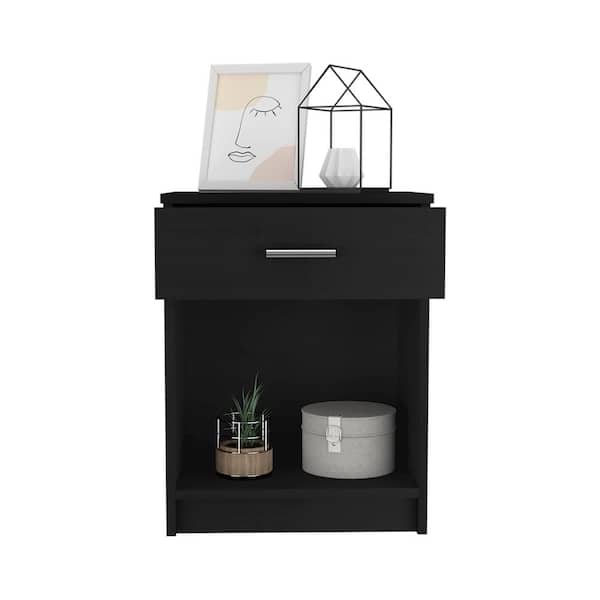 BOAHAUS Jaen Black Wengue 1 Drawer 18 in. W Nightstand