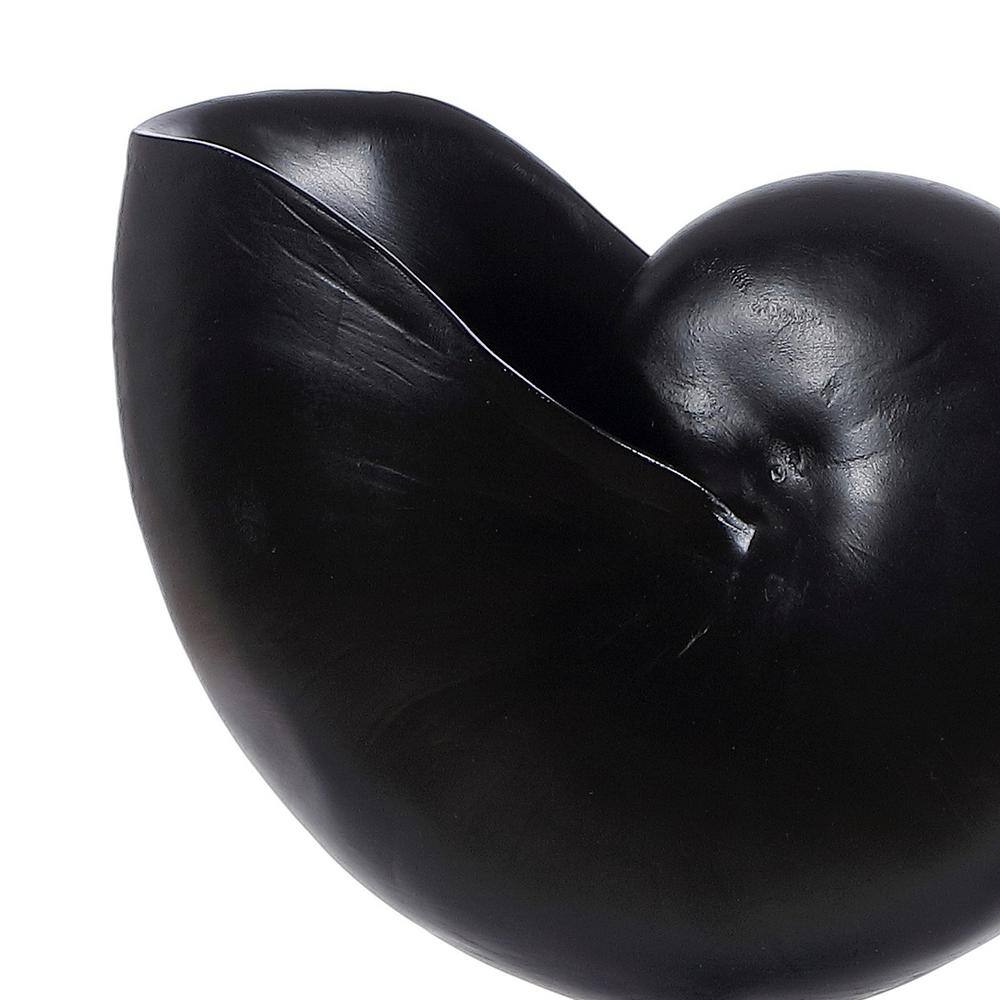 Black Metal Snail Shell Figurine Set on Acrylic Pedestal
