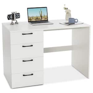 43.5 in. White Computer Desk Study Writing Workstation Vanity Table Home Office with 4-Drawers