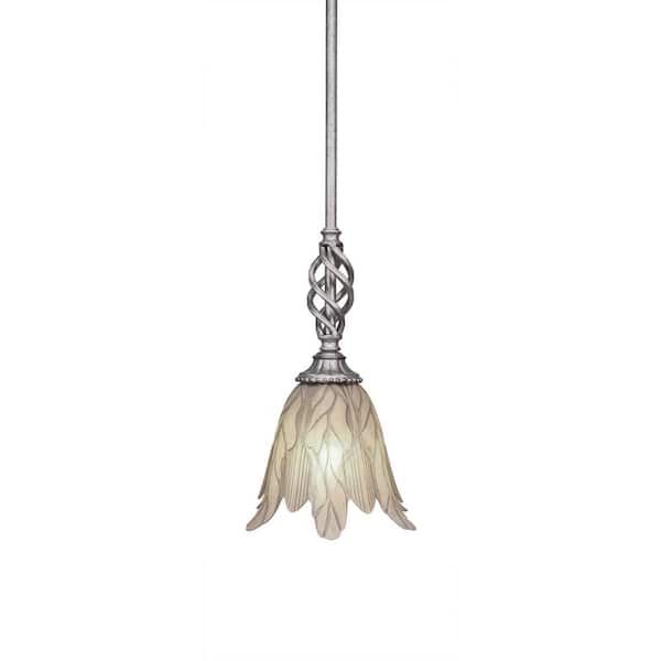 Unbranded Bridgewater 100 W 1-Light Aged Silver Standard Mini Pendant Light with Glass Shade