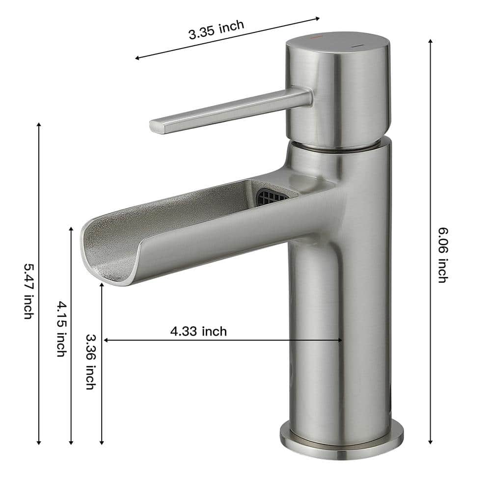 Brushed Nickel Single Handle Waterfall Bathroom Faucet