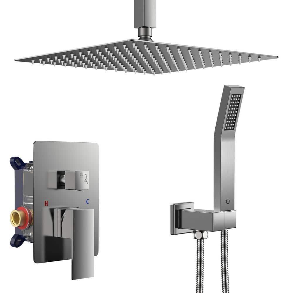 10 in. 2-jet High-Pressure Rainfall Bathroom Shower System in Brushed Nicke