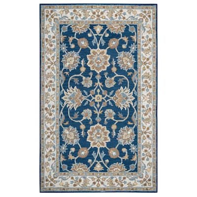 Rizzy Home Charming 3' x 5' Floral Ivory/Gray/Rust/Blue Hand-Tufted Area Rug 