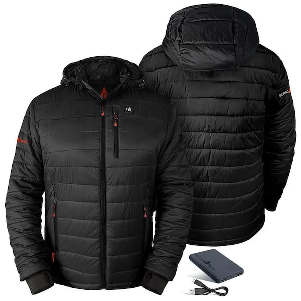 ACTIONHEAT Men's X-Large Black 5-Volt Battery Heated Puffer Jacket