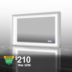 40 in. W x 24 in. H Medium Rectangular Frameless Anti-Fog 3 Color Lighted Wall LED Bathroom Vanity Mirror in Silver