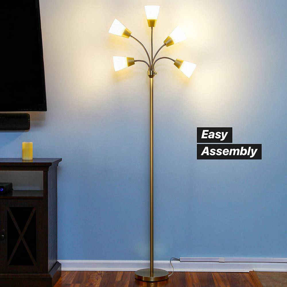 Medusa Brass 78" LED Floor Lamp with Adjustable Multi-Head