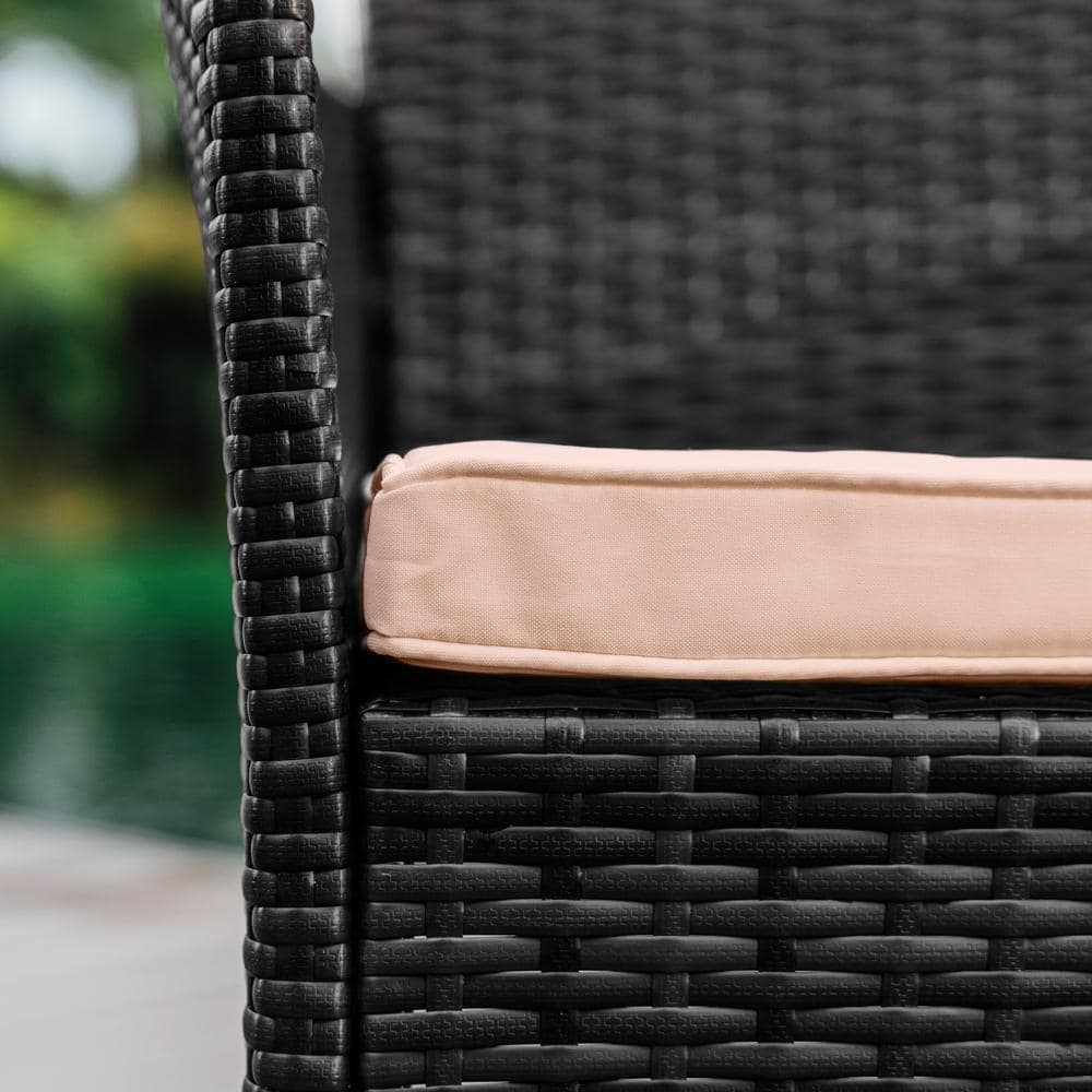 Nestl 4-Piece Black Wicker Patio Furniture Set with Beige Cushions