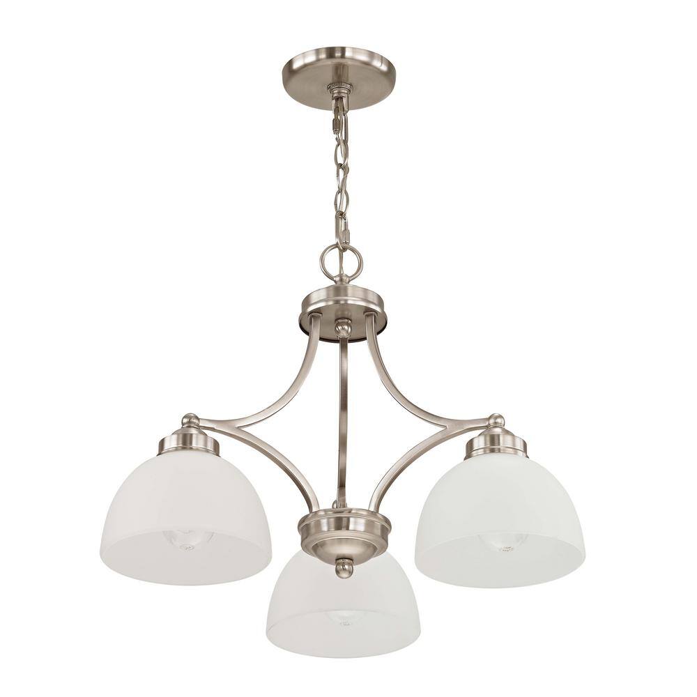 Somerset Mini 3-Light Chandelier in Brushed Nickel with Satin Glass