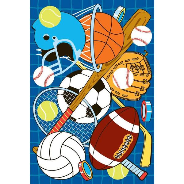 LA Rug Fun Time Let's Play Blue Multi Colored 51 in. x 78 in. Area Rug-DISCONTINUED