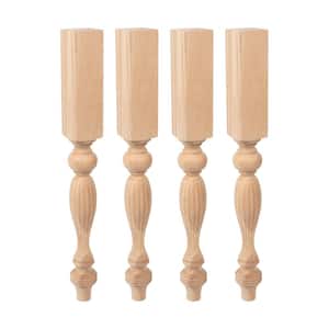 35.25 in. x 3.75 in. Unfinished Solid North American Red Oak French Kitchen Island Leg (4-Pack)