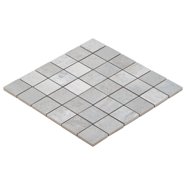Ivy Hill Tile Hempstead Silver 4 in. x 0.39 in. Matte Porcelain Mosaic Tile Sample