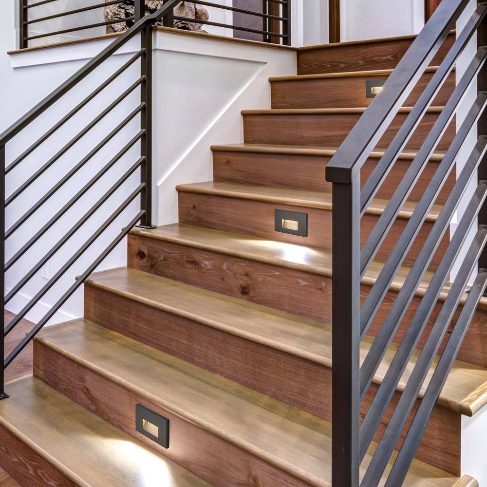 Black Aluminum LED Pathway Step Lights with Adjustable Color Temperature, 2-Pack