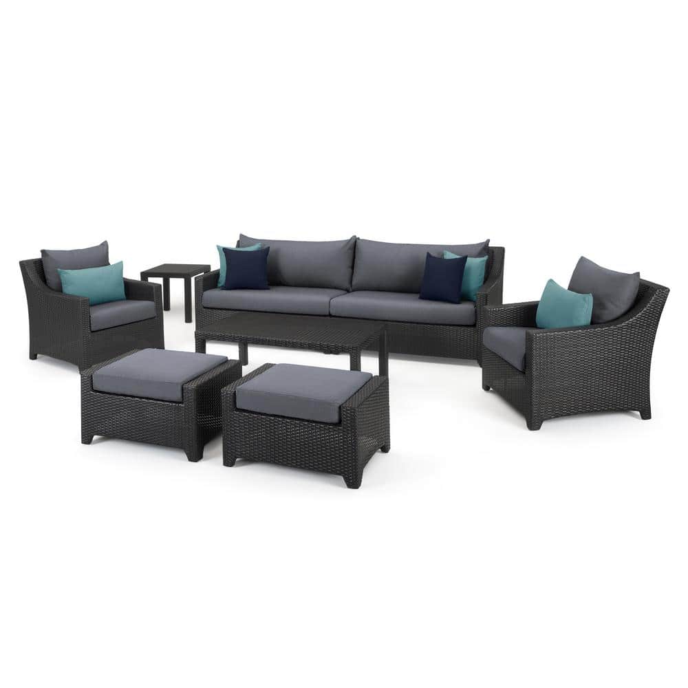 RST BRANDS Deco 8-Piece All Weather Wicker Patio Sofa and Club Chair Seating Set with Acrylic Gray Cushions -  OP-PESS7-GRY-K