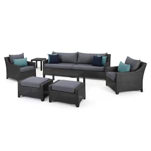 Deco 8-Piece All Weather Wicker Patio Sofa and Club Chair Seating Set with Acrylic Gray Cushions