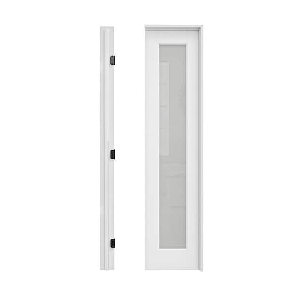 EH PUERTA 18 in. x 80 in. 1-Lite Frosted Glass Left Hand White Solid Core Glass Single Prehung Interior Door+ Quick Assemble Jamb