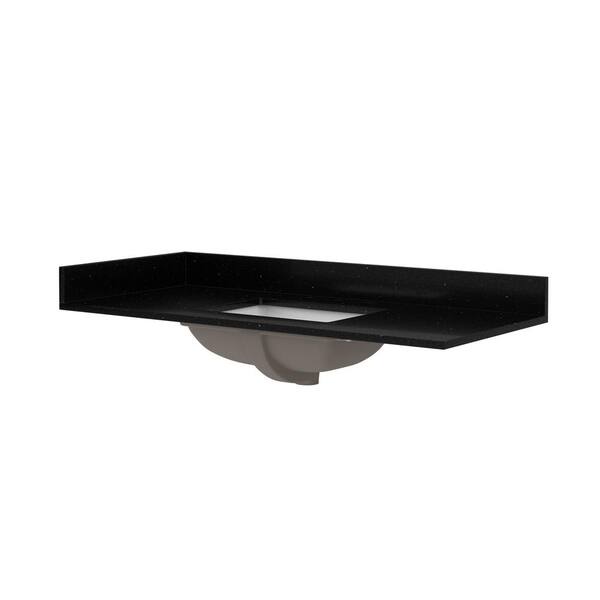49 in. W x 22 in. D Granite Single Trough Sink Vanity Top in Midnight Black 49 in. W x 22 in. D Granite Single Trough Sink Vanity Top in Midnight Black