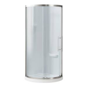 Breeze Pro 32 in. L x 32 in. W x 73.23 in. H Corner Drain with Neo-Angle Shower Stall Kit in Chrome